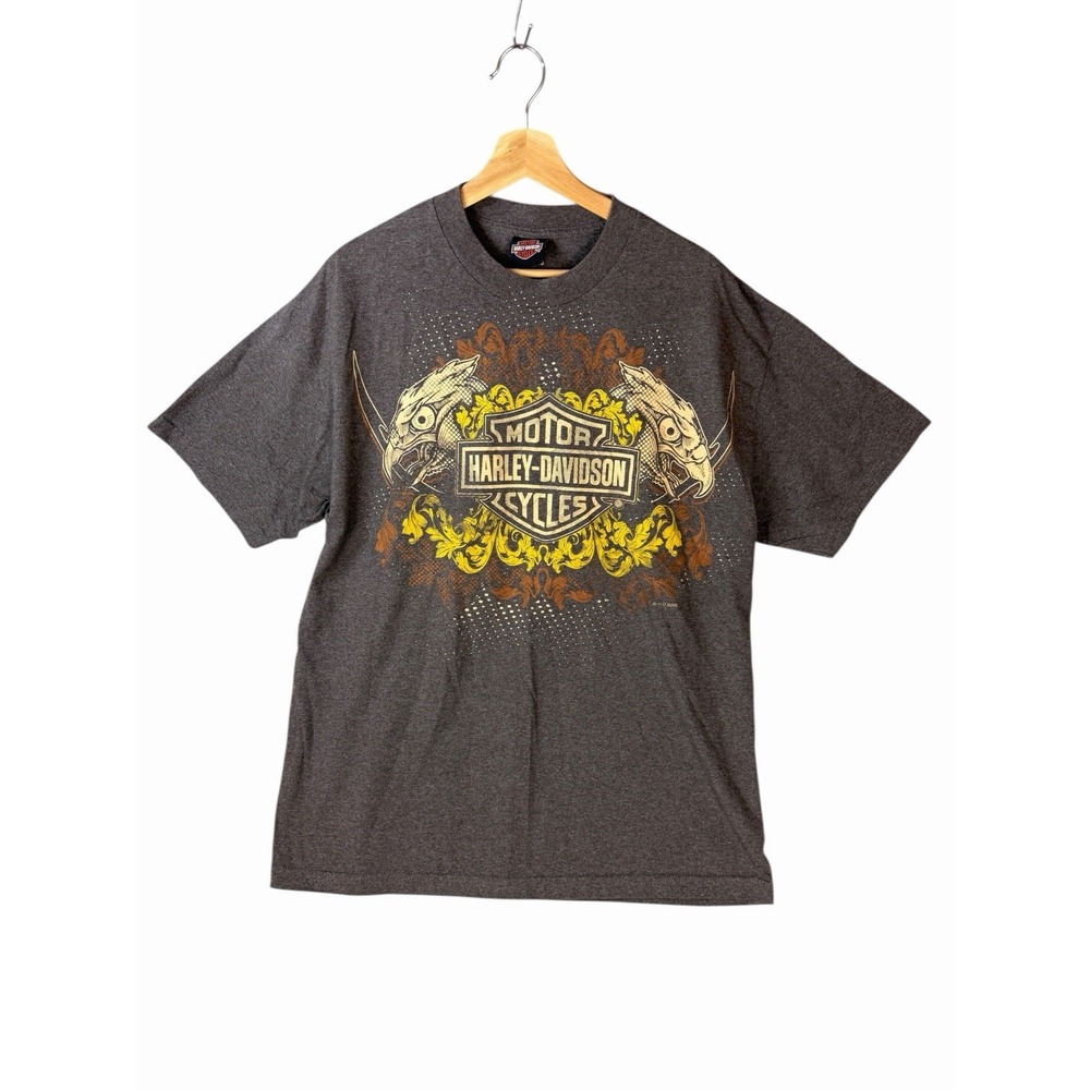 Harley-Davidson Motorcycles Eagle Graphic T-Shirt XL Gray Bravado 2009 Flint MI